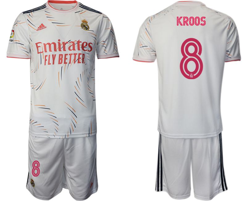 Men 2021-2022 Club Real Madrid home white #8 Adidas Soccer Jersey